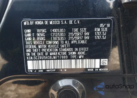 2018 Honda Hr-V Lx z USA, uszkodzony, nr VIN 3CZRU5H38JM717889